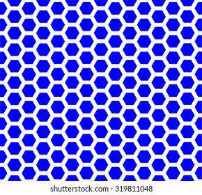 Seamless hexagon pattern - blue on white - vector