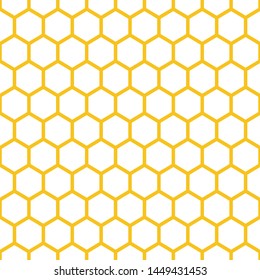 Seamless hexagon pattern. Honeycomb. Grid texture. Vector illustration. Scrapbook, gift wrapping paper, textiles. Abstract yellow simple background