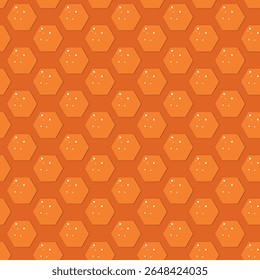 Seamless hexagon pattern with honeycomb. Vector illustration, geometric texture. Design for invitation, cards, textile, fabric. Doodle style.