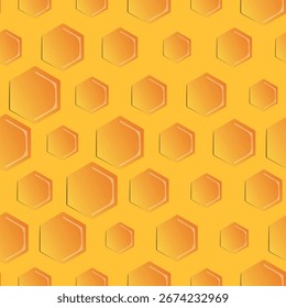 Padrão de hexágono contínuo com favo de mel. Ilustração vetorial, textura geométrica. Design para convite, cartões, têxtil, tecido. Estilo Doodle.