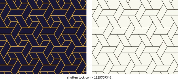 Seamless Hexagon pattern in linear style, vector