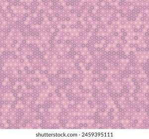 Seamless hexagon pattern with pink color tones and gradients. Rounded stacked hexagons in a mosaic cell design. Regular hexagon shapes in a tileable vector illustration.
