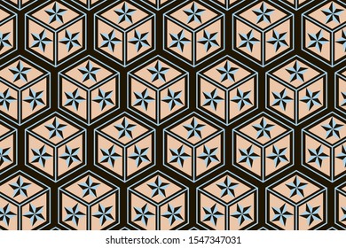 Seamless hexagon pattern with stars