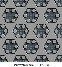 Seamless Hexagon Pattern. Vector Gray Background