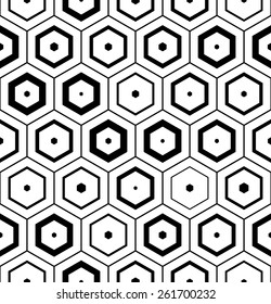 Seamless Hexagon Pattern. Vector Monochrome Background