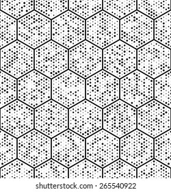 Seamless Hexagon Pattern. Vector Monochrome Background