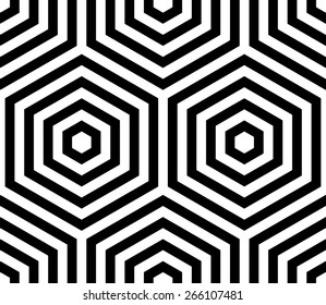 Seamless Hexagon Pattern. Vector Monochrome Background