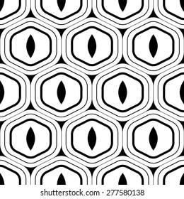 Seamless Hexagon Pattern. Vector Monochrome Background