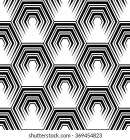 Seamless Hexagon Pattern. Vector Monochrome Background