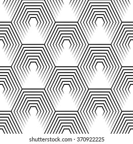 Seamless Hexagon Pattern. Vector Monochrome Background