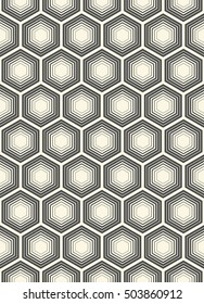 Seamless Hexagon Pattern. Vector Monochrome Background. Abstract Geometric Wallpaper. Minimal Wrapping Paper Design