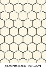 Seamless Hexagon Pattern. Vector Monochrome Background. Abstract Geometric Wallpaper. Minimal Wrapping Paper Design