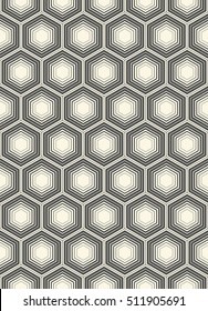 Seamless Hexagon Pattern. Vector Monochrome Chaotic Background. Abstract Geometric Wallpaper. Minimal Wrapping Paper Design