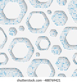 Patrón de hexágono sin mar. Fondo de ajuste blanco y azul. Resumen Diseño gráfico moderno