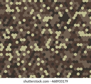 Seamless hexagonal camouflage desert brown pattern vector