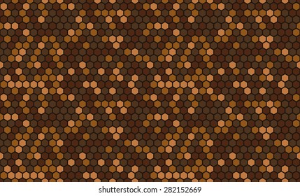 Seamless hexagonal chocolate brown camouflage pattern vector