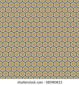 Seamless hexagonal honeycomb pattern texture background. Gold pattern.