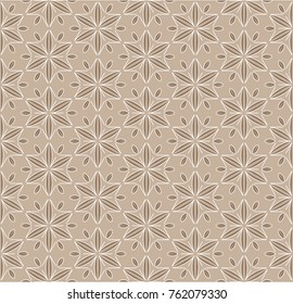 Seamless hexagonal line modular pattern vector. Design white on brown background. Design print for textile, wallpaper, fashion.