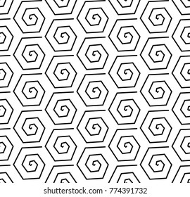 Seamless hexagonal pattern vector. Design black on white. Design print for textile, wallpaper, background.