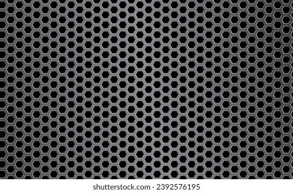 seamless hexagonal perforated metal plate, vector illustration