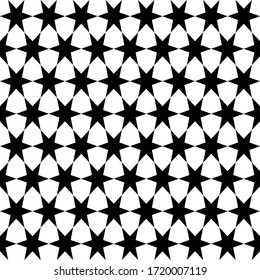 seamless hexagonal star pattern. black and white texture pattern.pattern for print, tile, fashion, web, wrapping