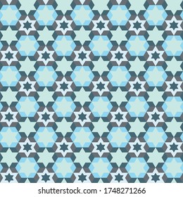 Seamless hexagonal star vector pattern. Endless rows of hexagons. Crisp geometry of pastel colors. Perfect for textile and wrapping paper design.