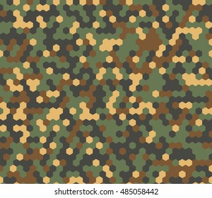 Seamless hexagonal woodland military fashion camouflage pattern vector