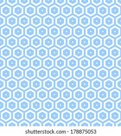 Seamless hexagons blue texture. Honeycomb pattern. Vector art.