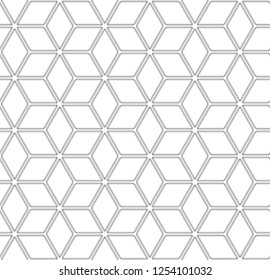 Seamless hexagons and diamonds pattern. White geometric background and texture. Vector art.