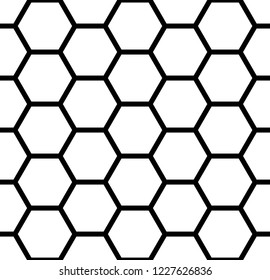 Seamless hexagons pattern. White and black geometric texture and background. Vector art.