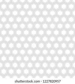 Seamless hexagons pattern. White geometric textured background. Vector art.