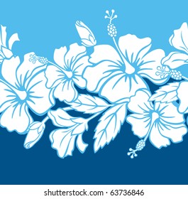 Seamless Hibiscus Hybrid Border/Pattern