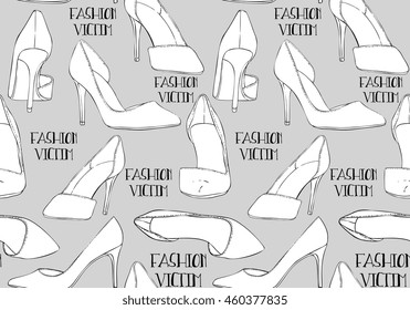 Seamless High Heels Pump Vector Pattern