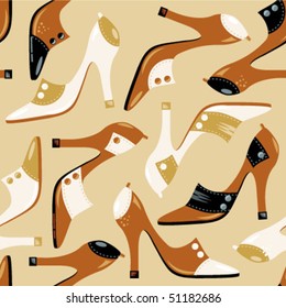 Seamless high-heeled dress shoes vector pattern (print, swatch, repeatable tile, wallpaper or background)
