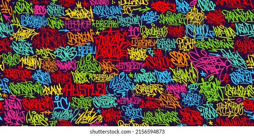 Seamless Hip Hop Street Art Graffiti Style Urban Calligraphy Vector Illustration Background