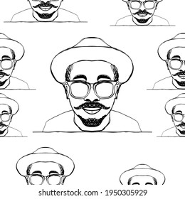 Seamless  hipster guy  pattern background  vector eps.10