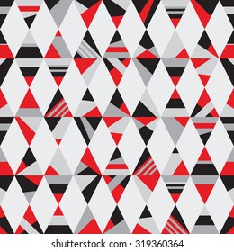 Seamless hipster triangle black and white with red pattern