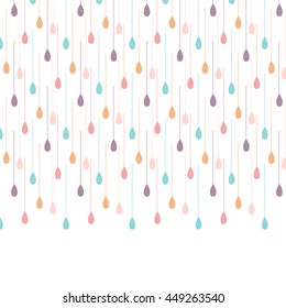 Seamless hipster vector background with raindrops in bright pastel colors. Rough hand drawn pattern for children, baby shower, gift wrapping paper, scrapbook in red, pink, mint green and teal.
