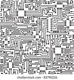 Seamless hi-tech electronic monochrome pattern - vector eps8