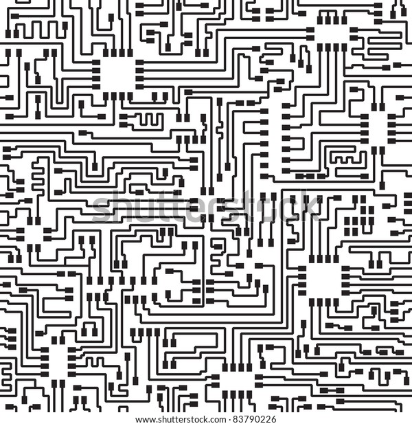 Seamless Hitech Electronic Monochrome Pattern Vector Stock Vector ...