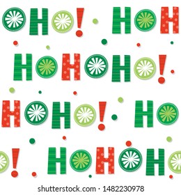 Seamless Ho ho ho letter with red and green color, vector illustration