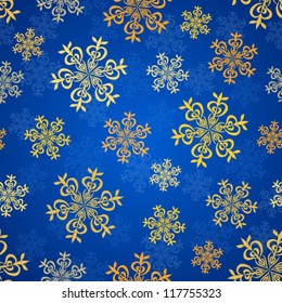 Seamless holiday hand-drawn pattern. Seamless pattern can be used for wallpaper, pattern fills, web page background,surface textures. Snowflakes textile background