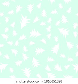 Seamless holiday pattern with cute cartoon christmas trees, original doodle vector drawing