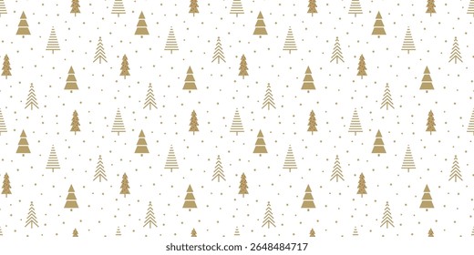 Patrón de vacaciones sin fisuras, abetos. Bosque y copos de nieve sobre un fondo blanco. Fondo de Festiva para papel de regalo, Fondo de pantalla, tarjetas, saludo, felicitaciones.
