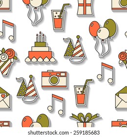 Seamless holiday pattern, happy birthday, festive background for design