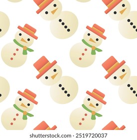 Seamless holiday pattern with snowmen. Ideal for wrapping paper, greeting cards, backdrops and seasonal design projects.