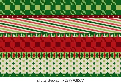 Seamless holiday pattern. Striped background for Christmas and New Year celebration. Luxury retro geometric elements pattern. Christmas colors design