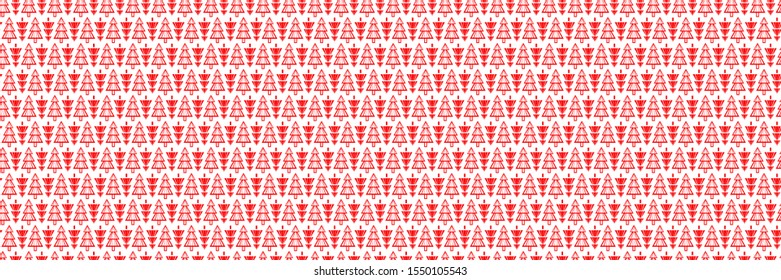 Seamless Holiday Winter Pattern with Christmas Trees. Festive Red and White Texture. Vector Illustration
