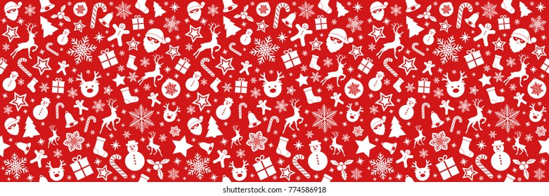 Seamless Holidays pattern with ornaments. Vector.