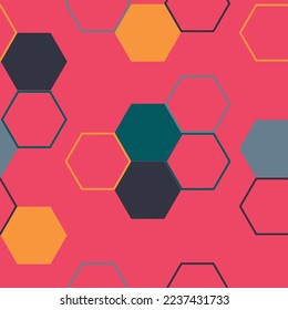 Seamless Holographic Gradient Hexagonal Vector Pattern.  Hand painted summer illustration.